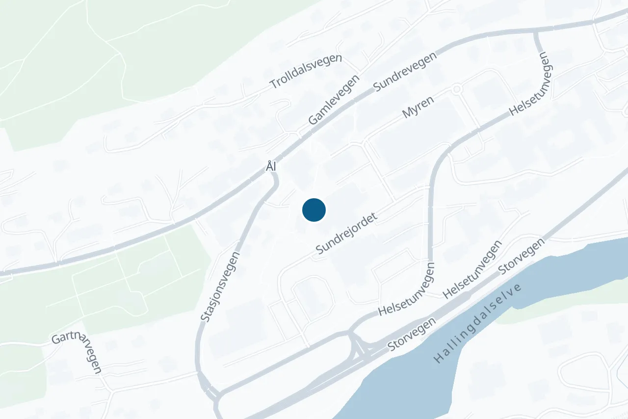 Map of Ål with the test centre marked
