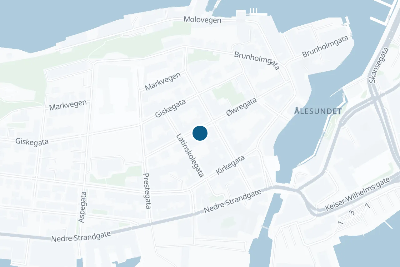 Map of Ålesund with the test centre marked