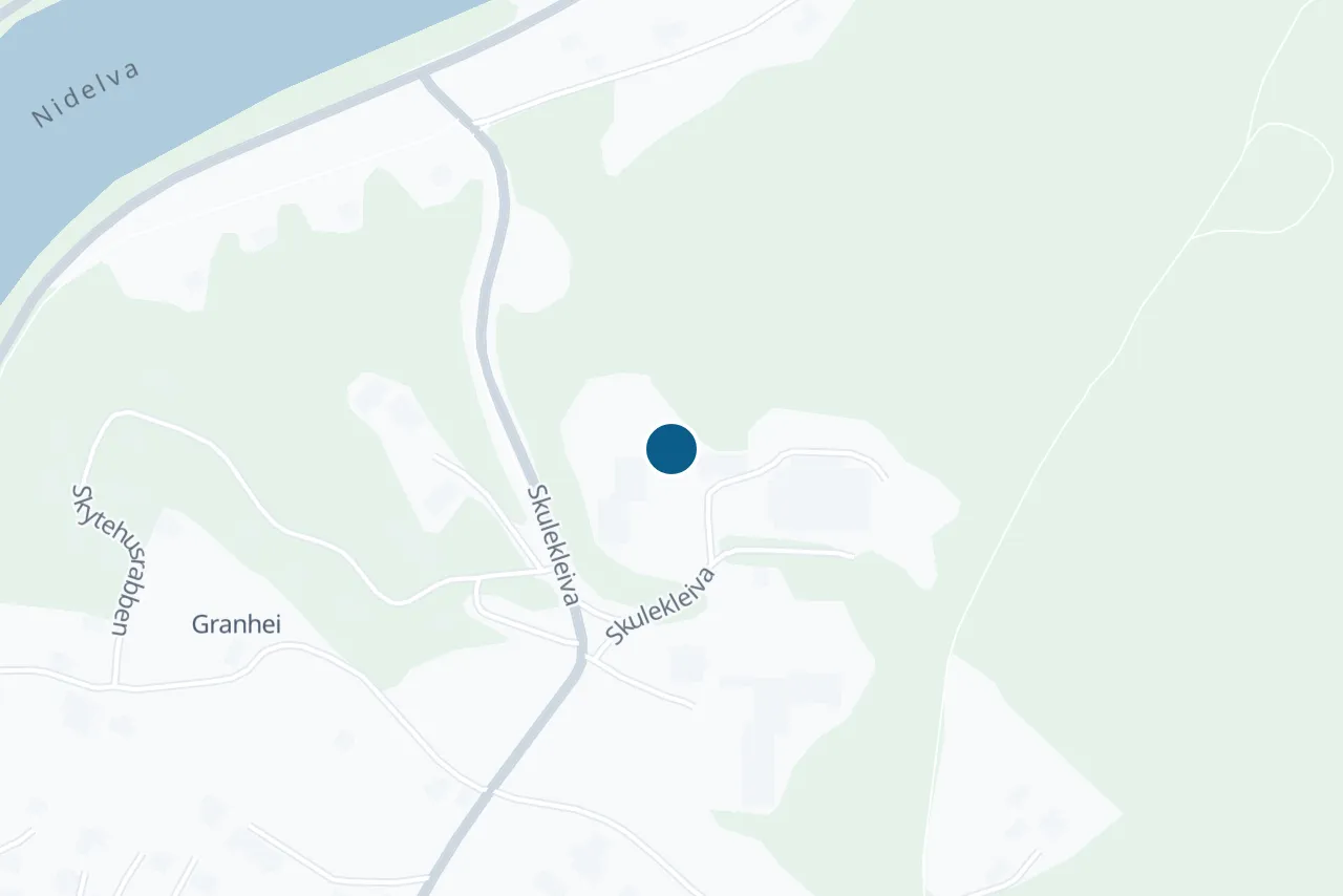 Kart over Åmli med prøvestedet markert