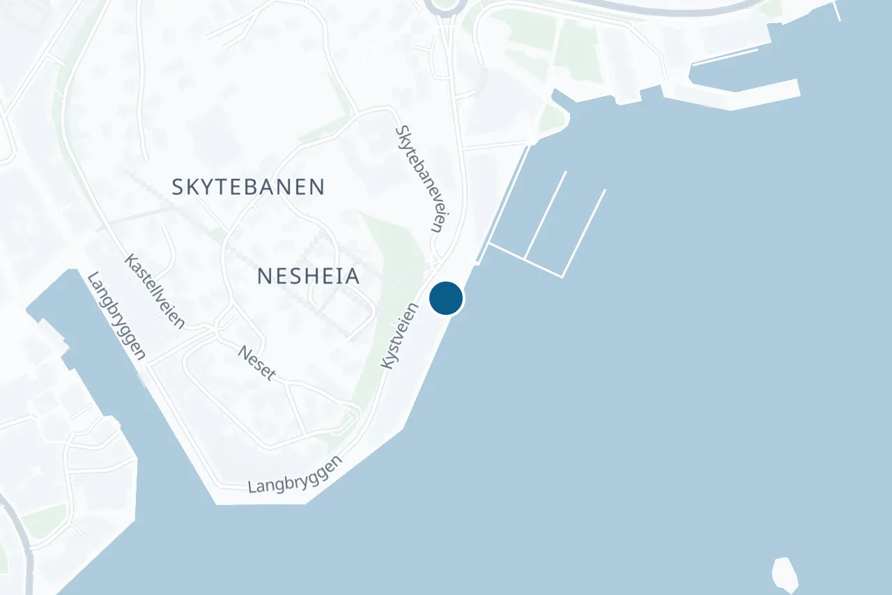 Kart over Arendal med prøvestedet markert