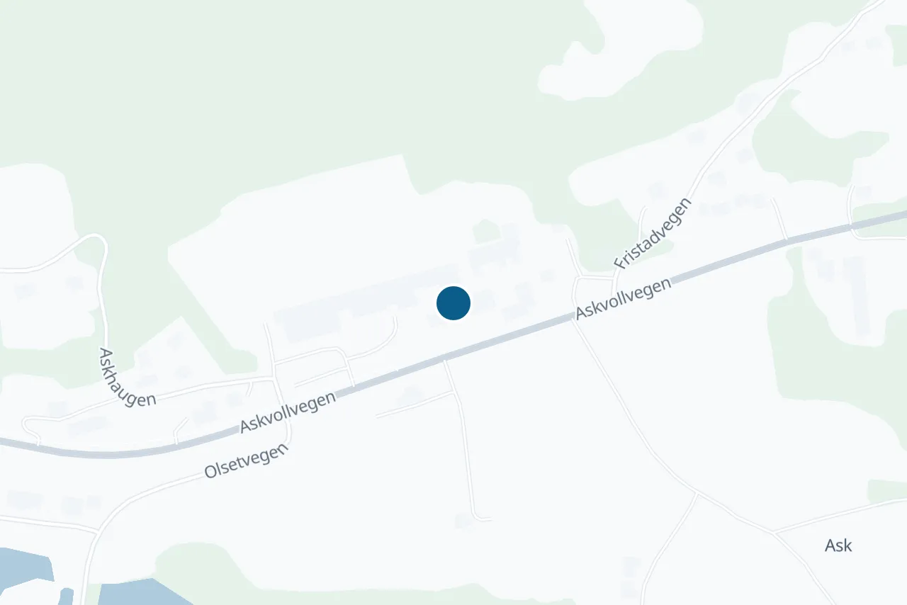 Kart over Askvoll med prøvestedet markert