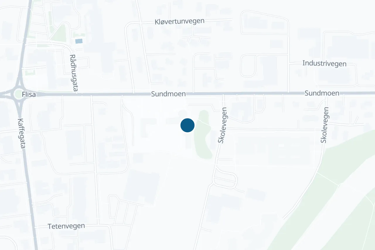 Kart over Åsnes med prøvestedet markert