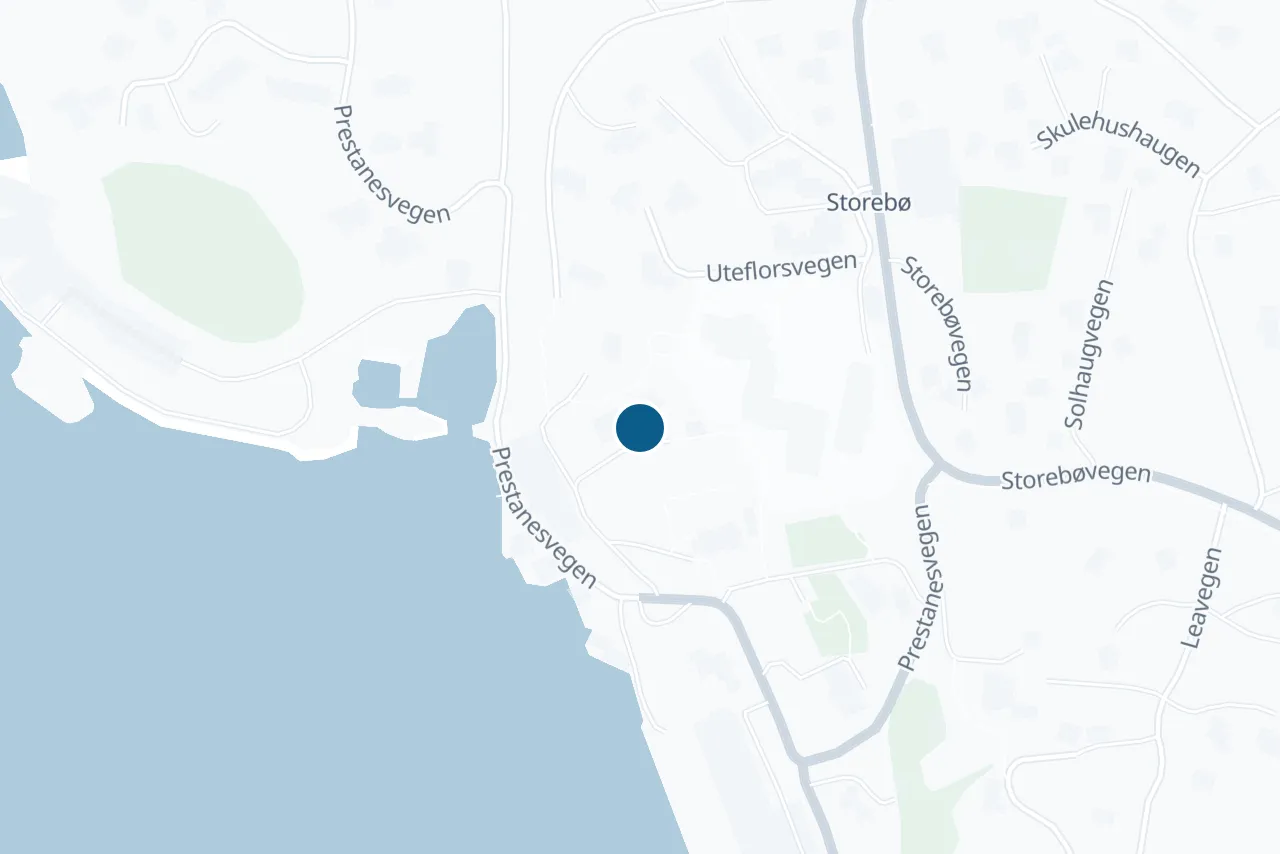 Kart over Austevoll med prøvestedet markert