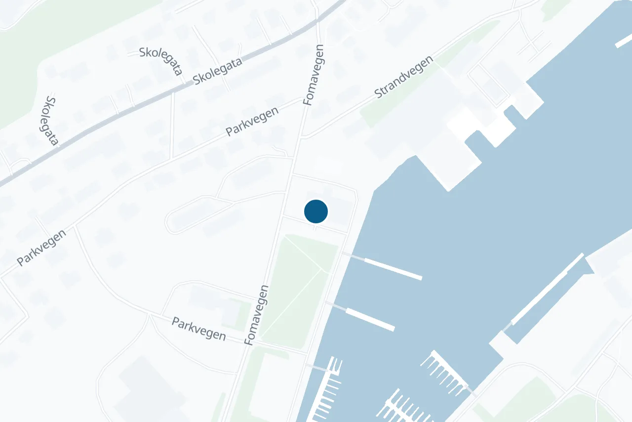 Kart over Båtsfjord med prøvestedet markert