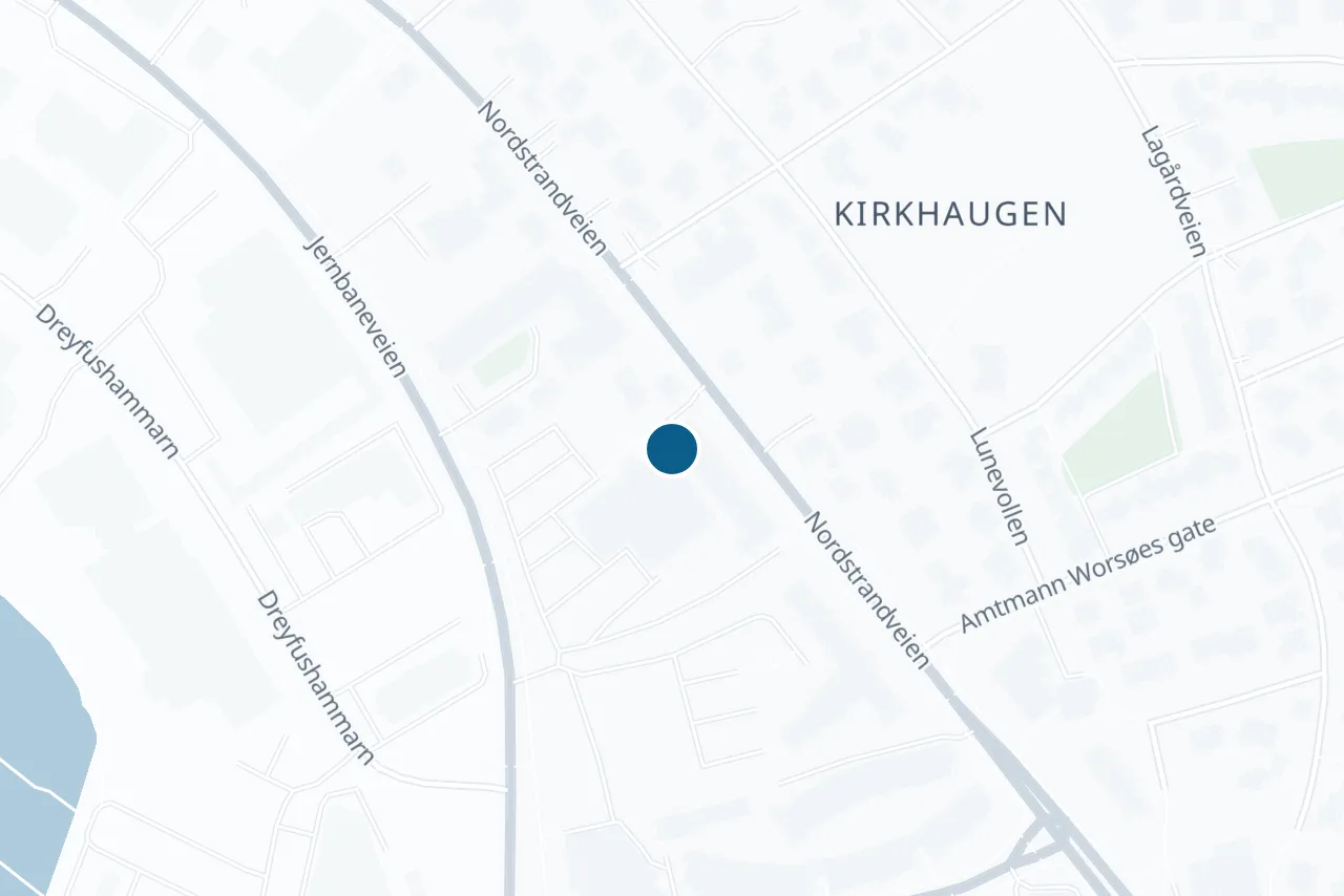 Kart over Bodø med prøvestedet markert
