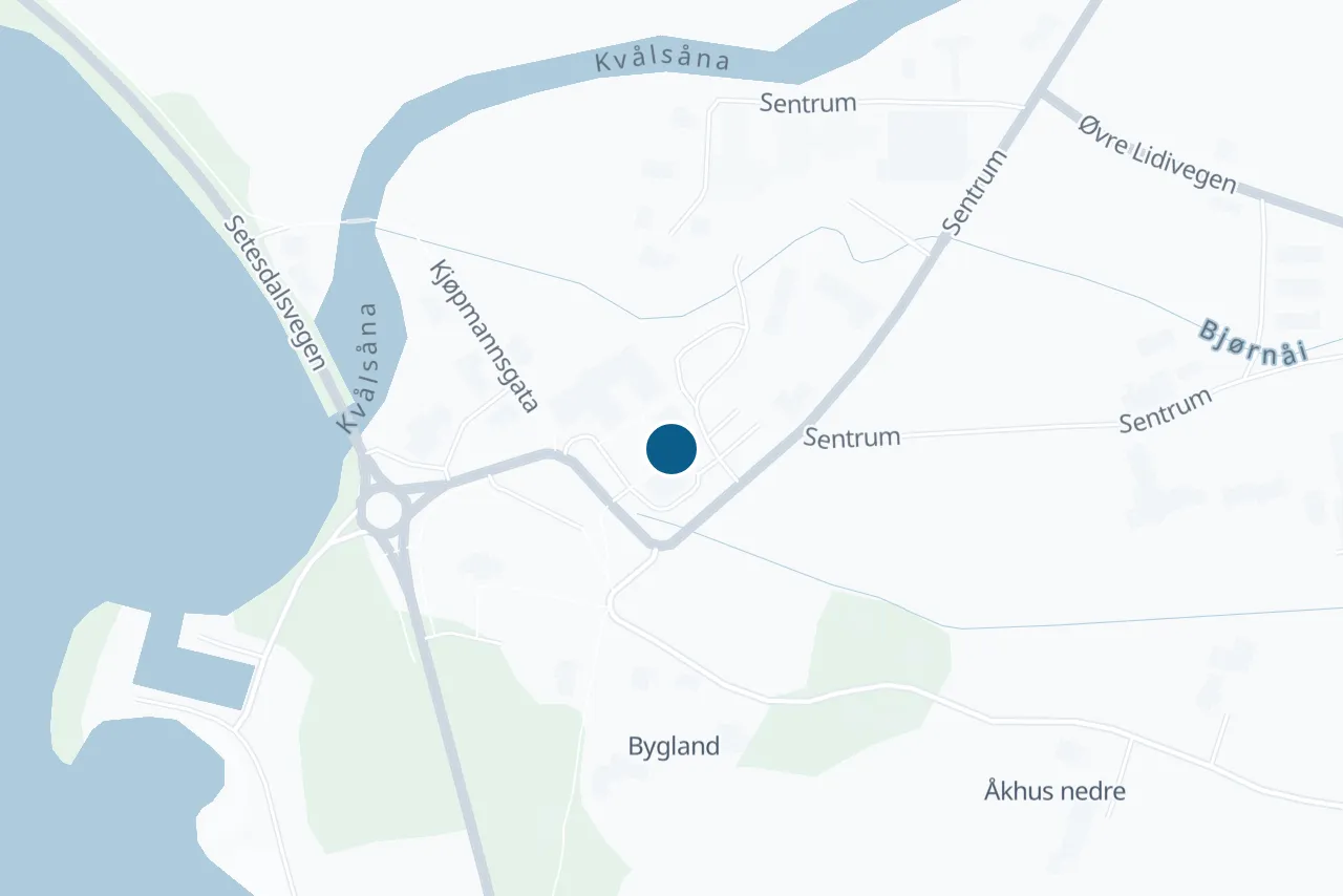 Map of Bygland with the test centre marked