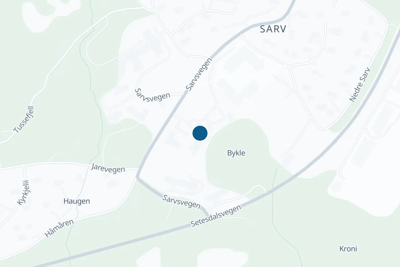 Kart over Bykle med prøvestedet markert