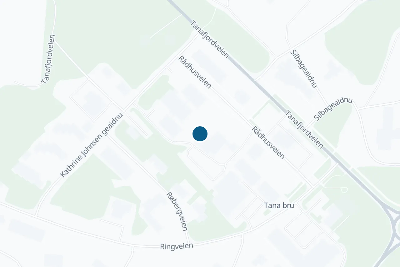 Kart over Deatnu Tana med prøvestedet markert