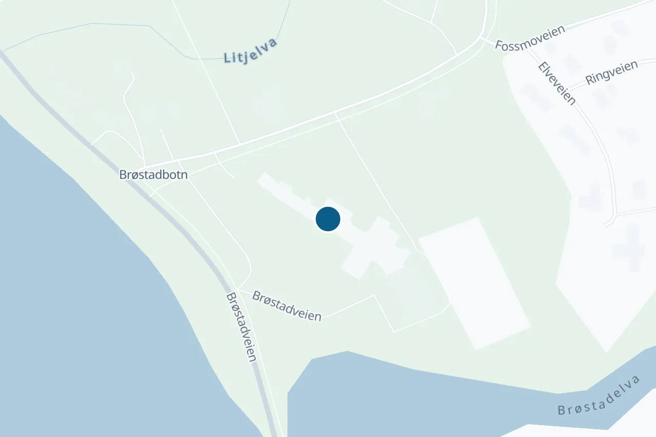 Kart over Dyrøy med prøvestedet markert