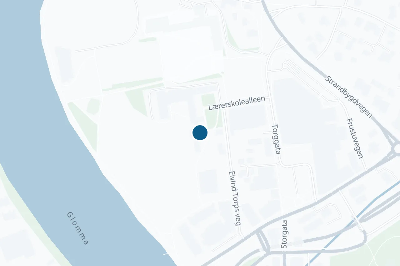 Kart over Elverum med prøvestedet markert