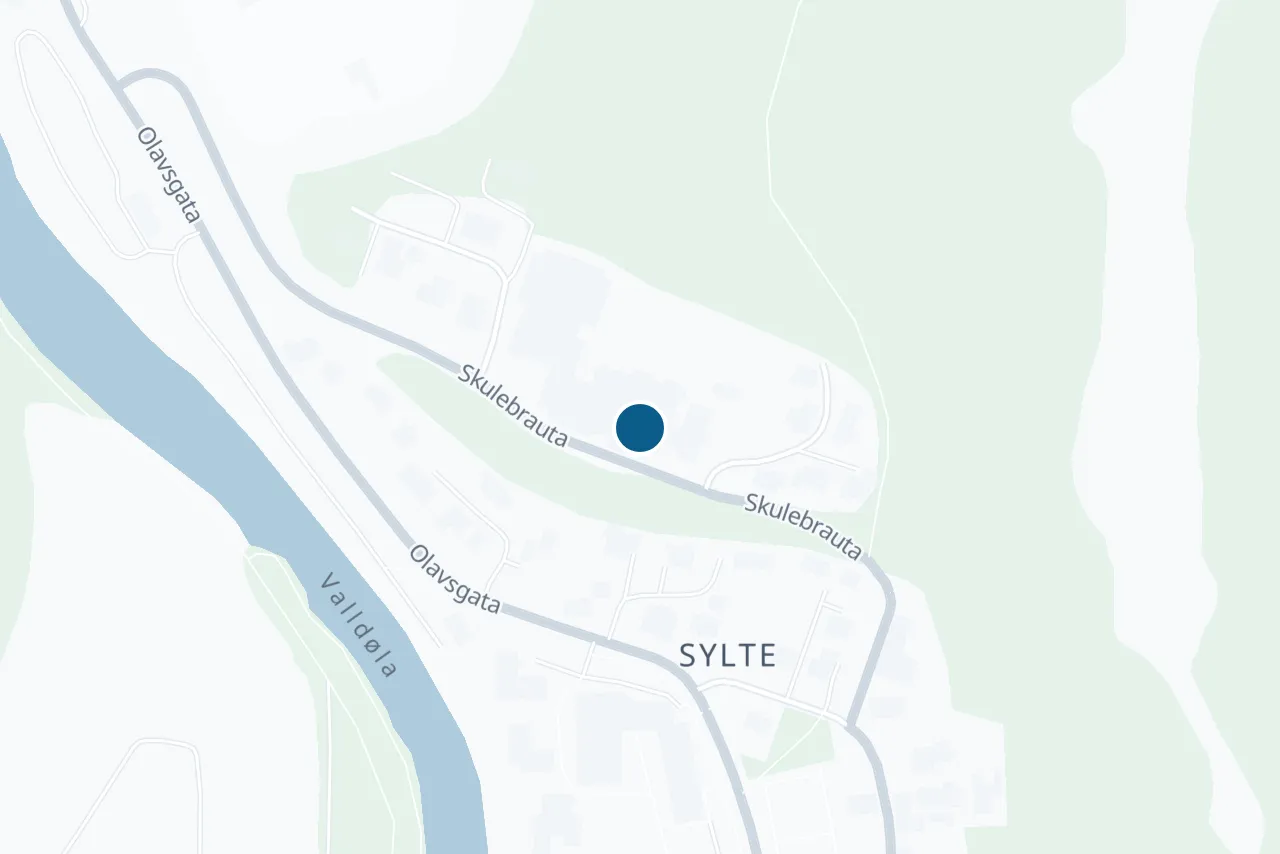 Kart over Fjord kommune med prøvestedet markert