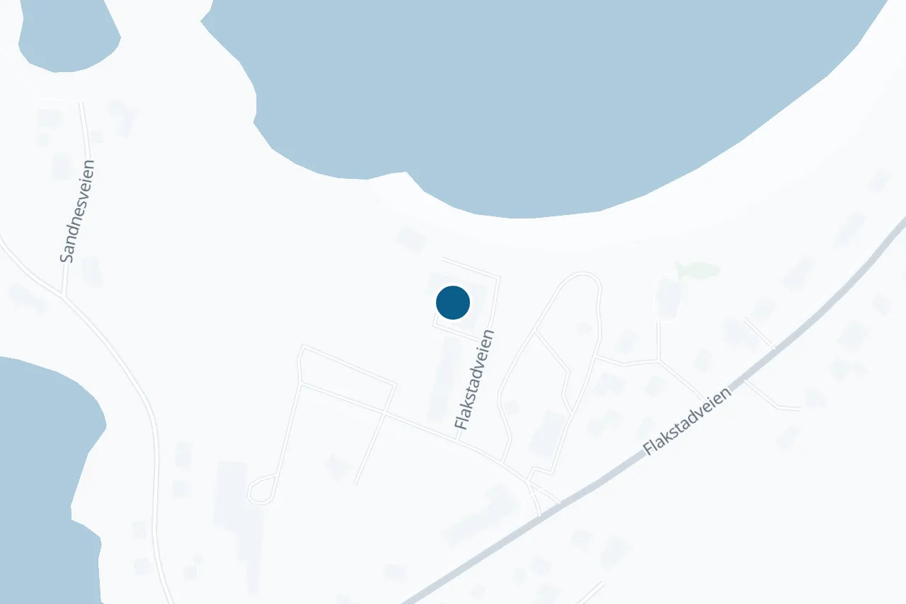 Kart over Flakstad med prøvestedet markert
