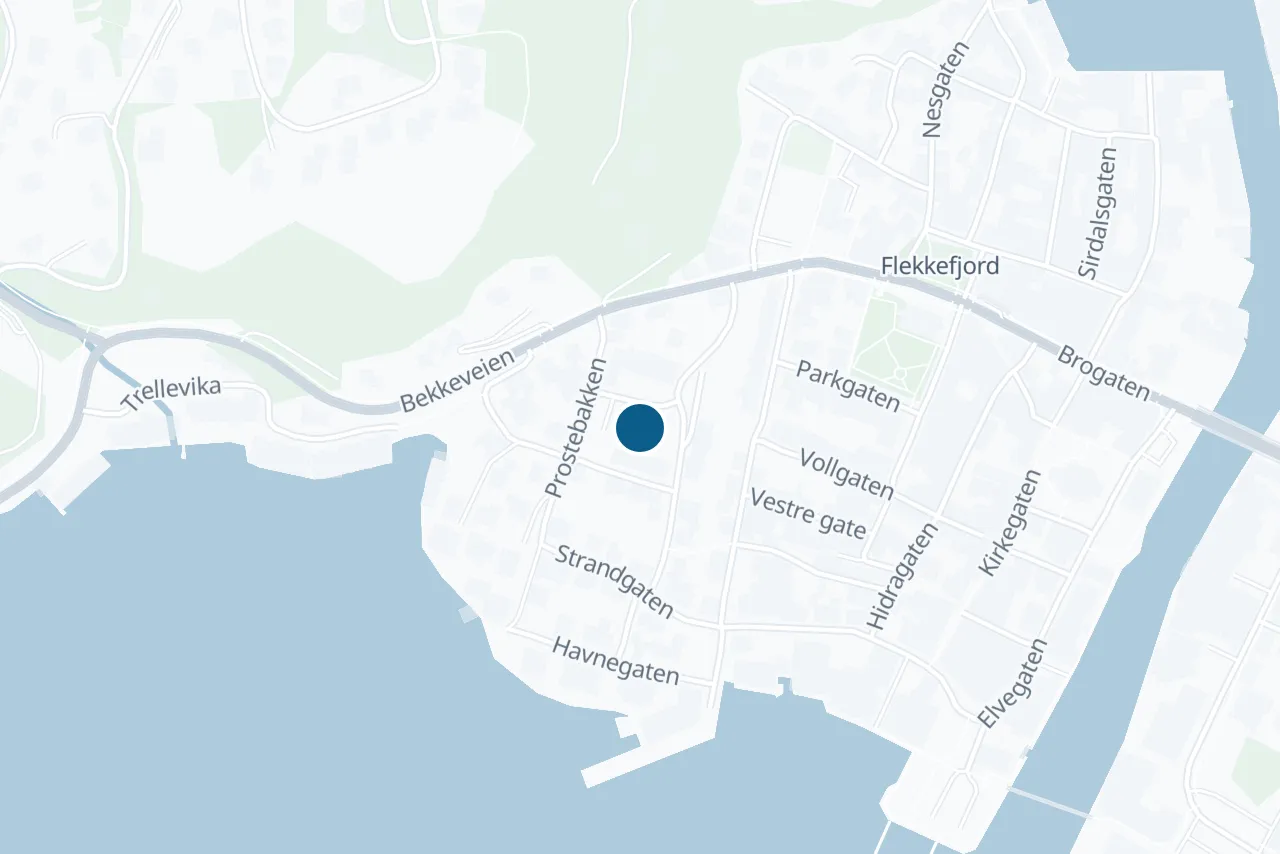 Map of Flekkefjord with the test centre marked