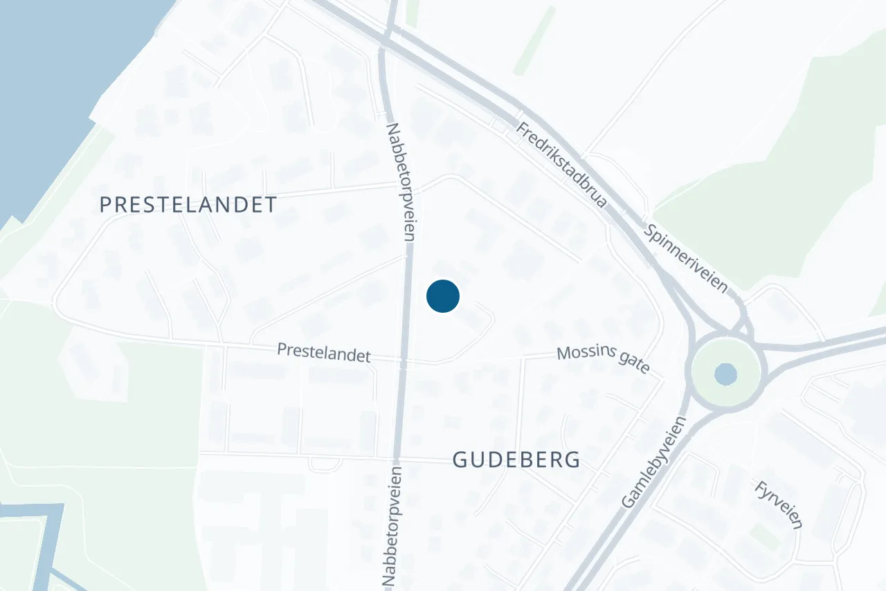 Map of Fredrikstad with the test centre marked