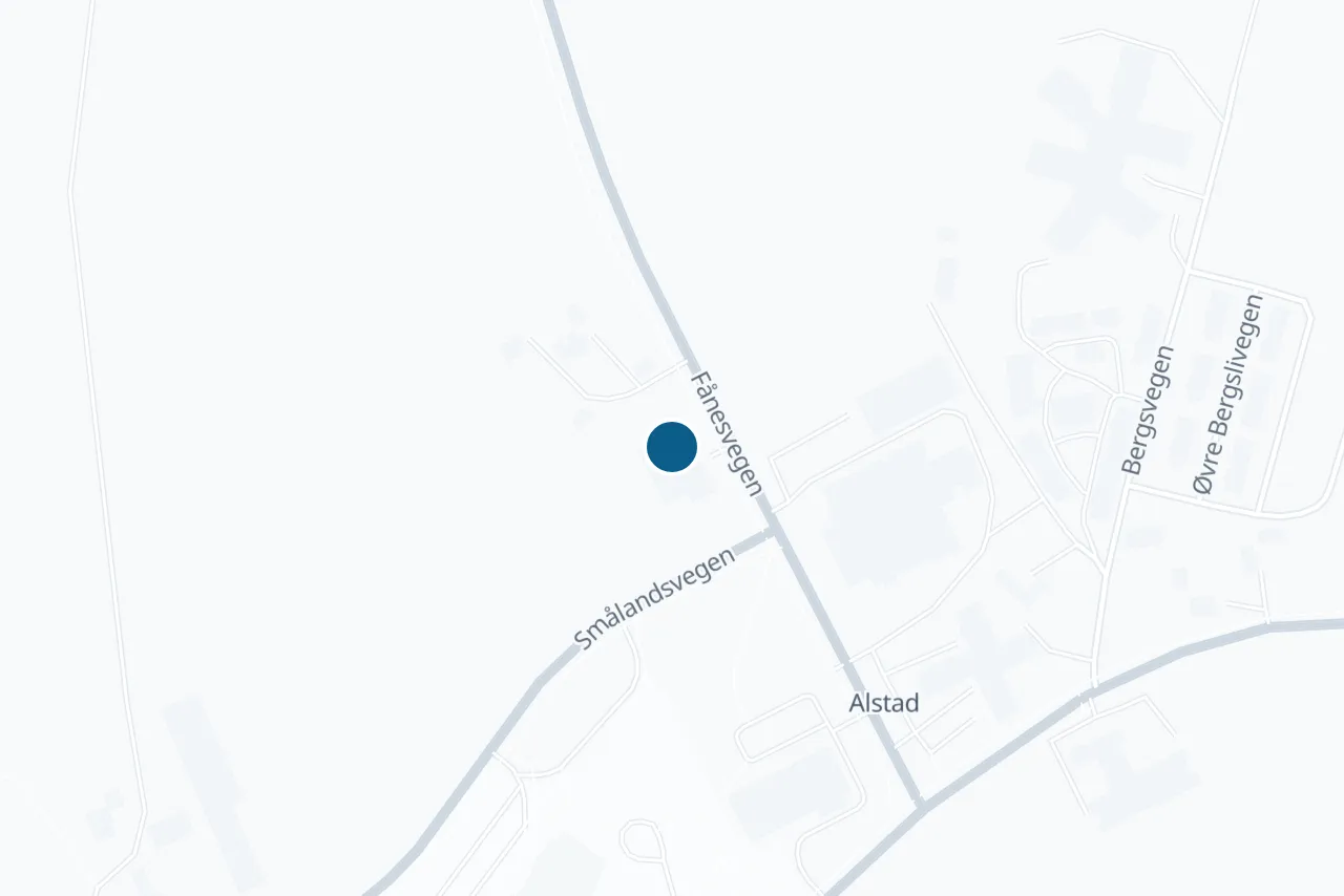 Kart over Frosta med prøvestedet markert