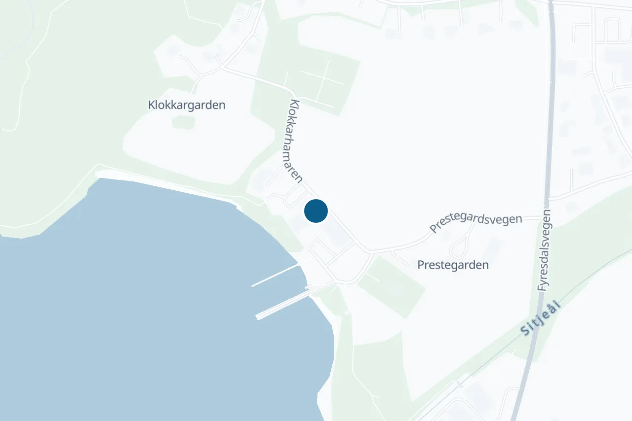 Map of Fyresdal with the test centre marked