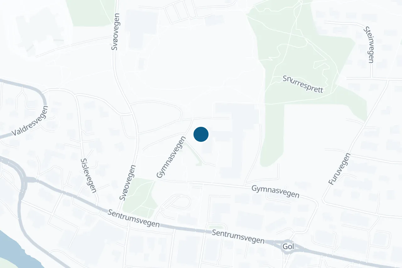 Kart over Gol med prøvestedet markert