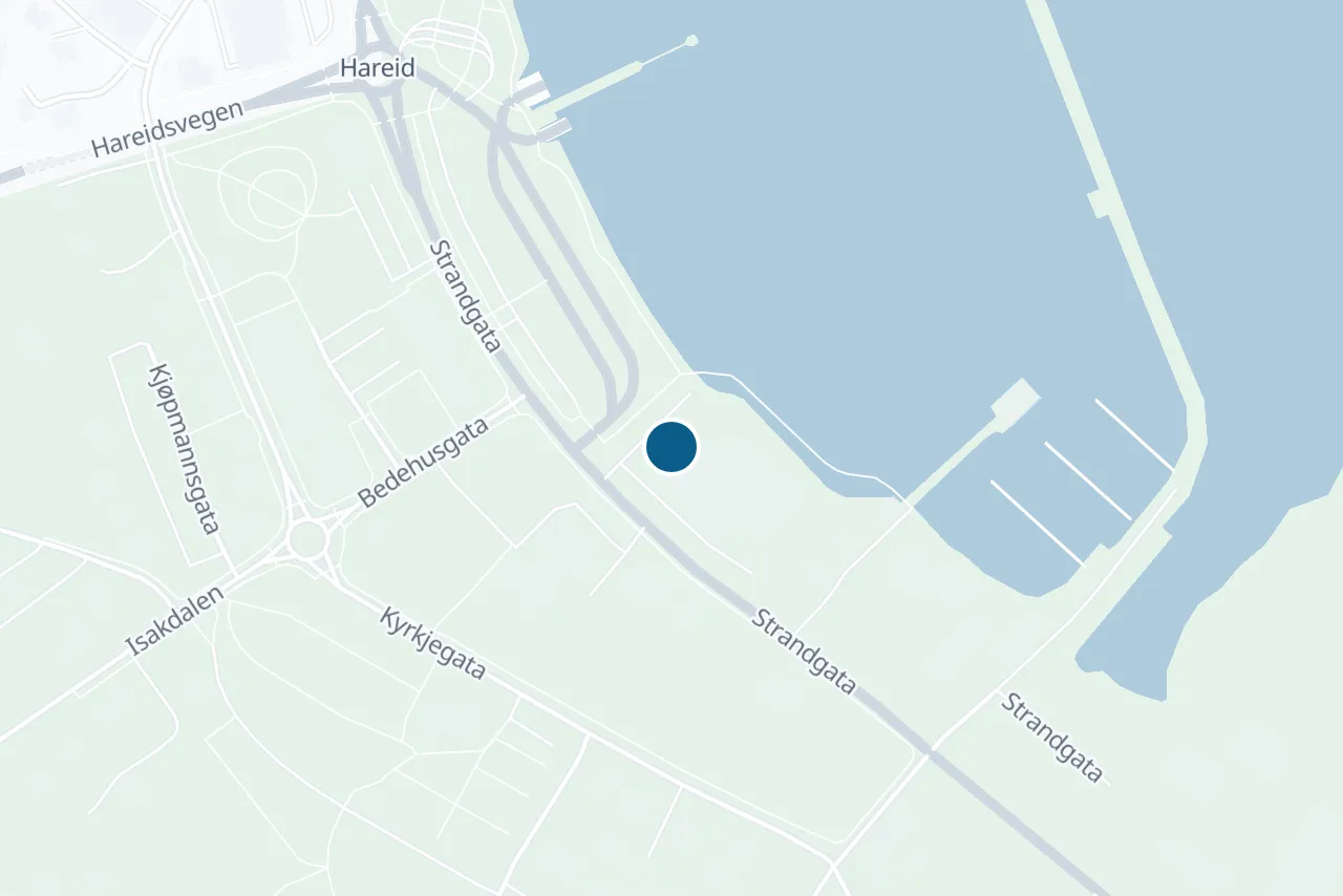 Kart over Hareid med prøvestedet markert