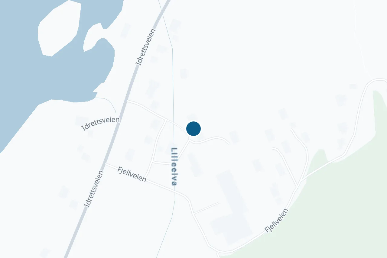 Kart over Hasvik med prøvestedet markert