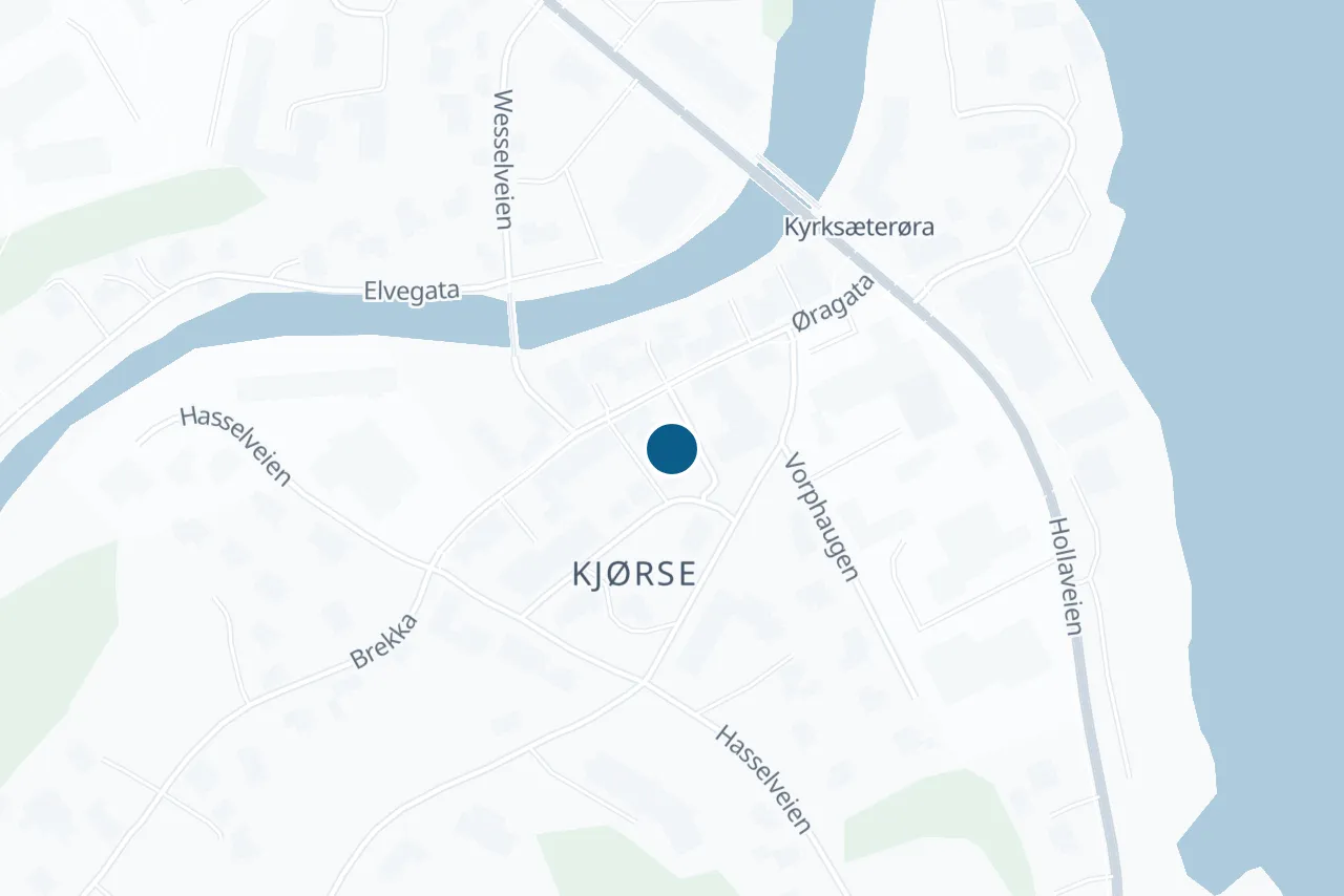 Kart over Hemne med prøvestedet markert