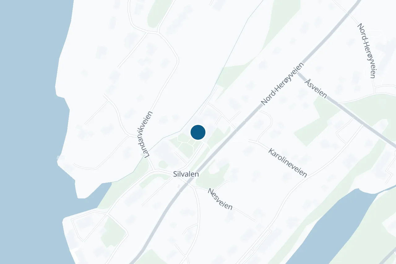 Map of Herøy with the test centre marked