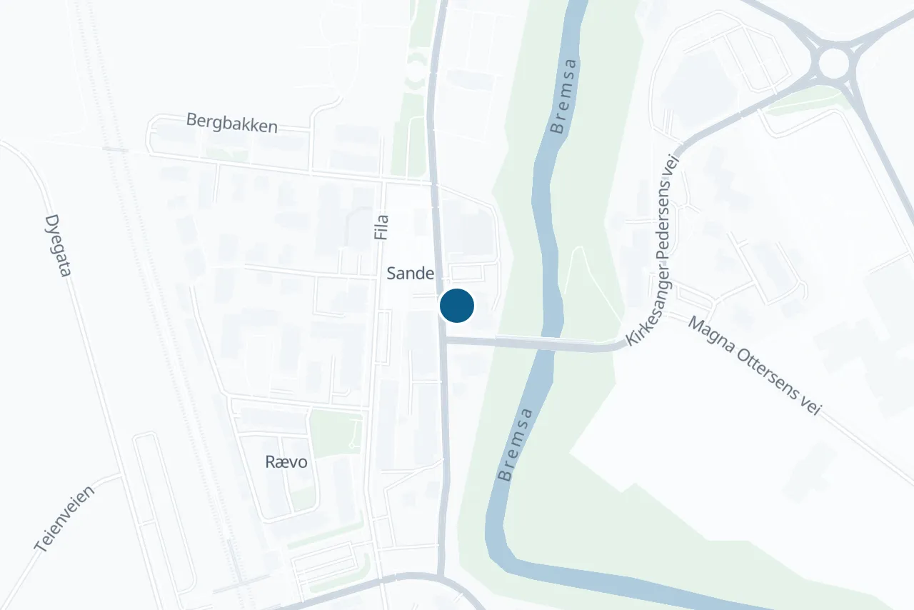 Kart over Holmestrand med prøvestedet markert