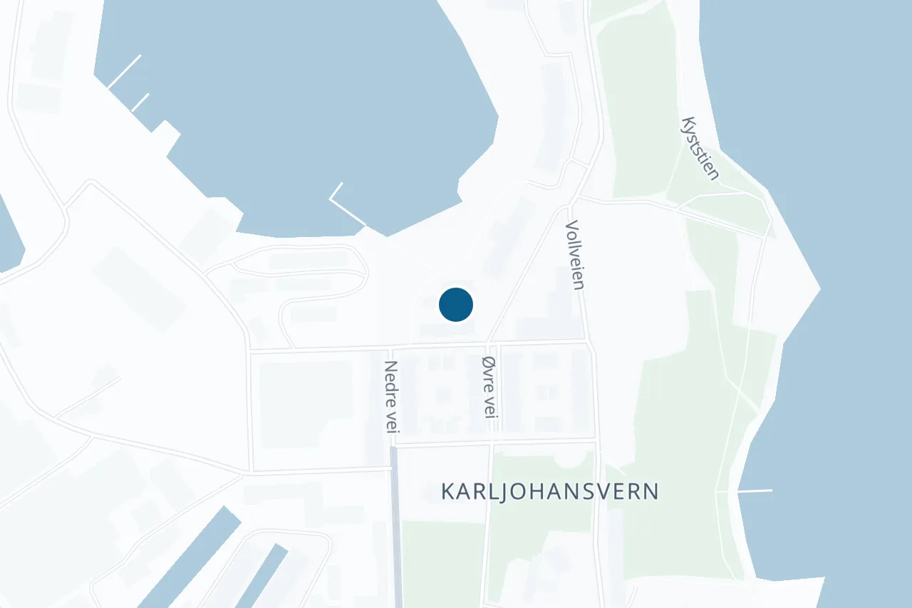 Kart over Horten med prøvestedet markert