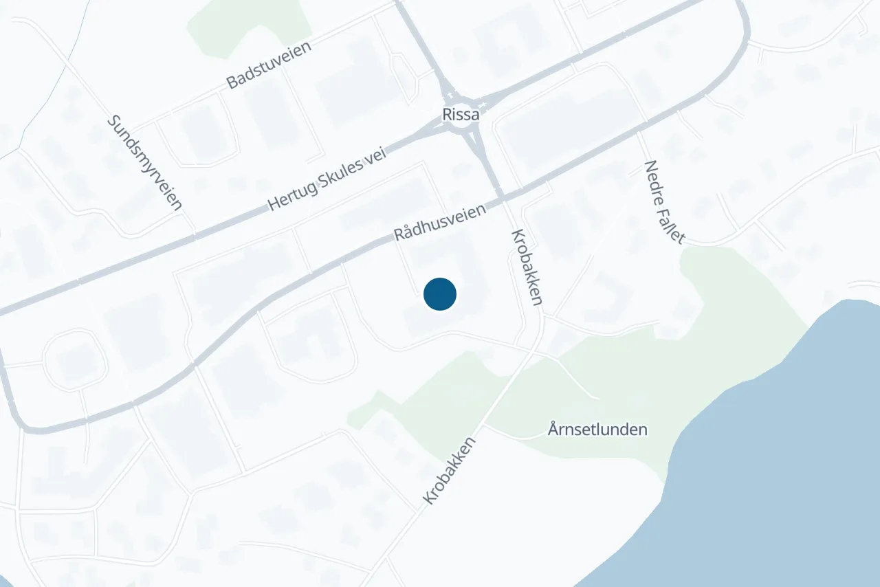 Map of Indre Fosen with the test centre marked