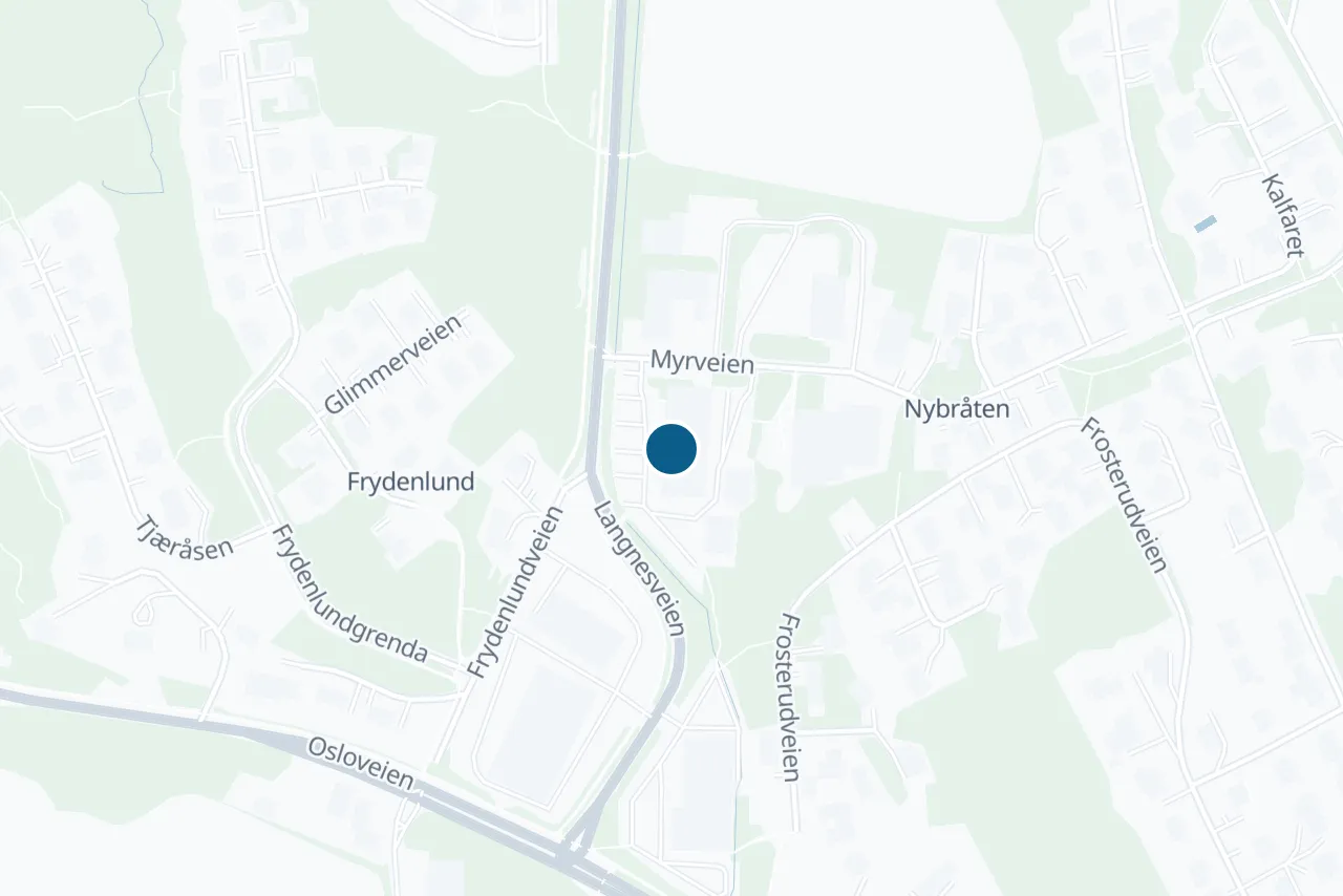Kart over Indre Østfold med prøvestedet markert