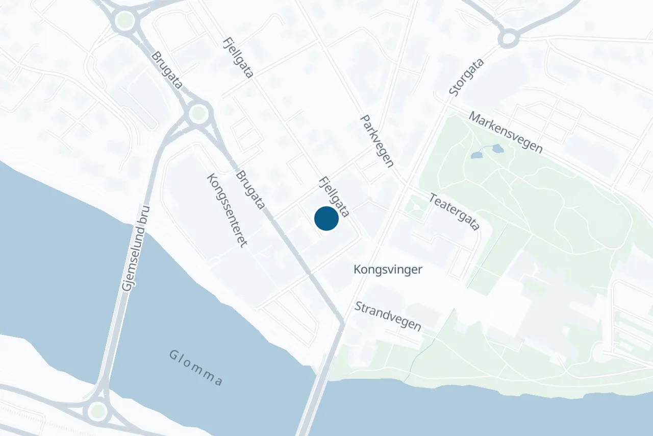 Map of Kongsvinger with the test centre marked