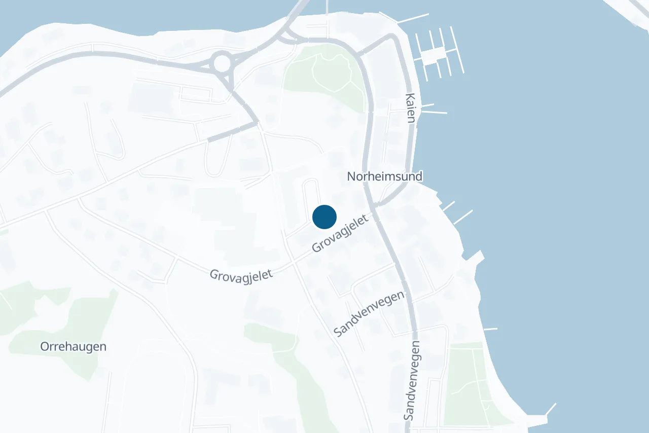 Map of Kvam with the test centre marked