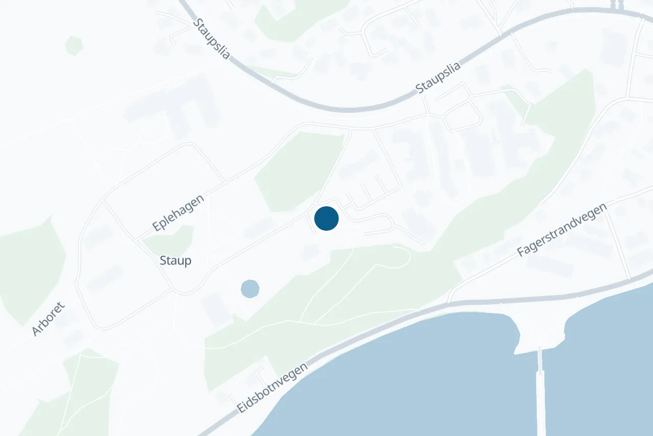 Kart over Levanger med prøvestedet markert