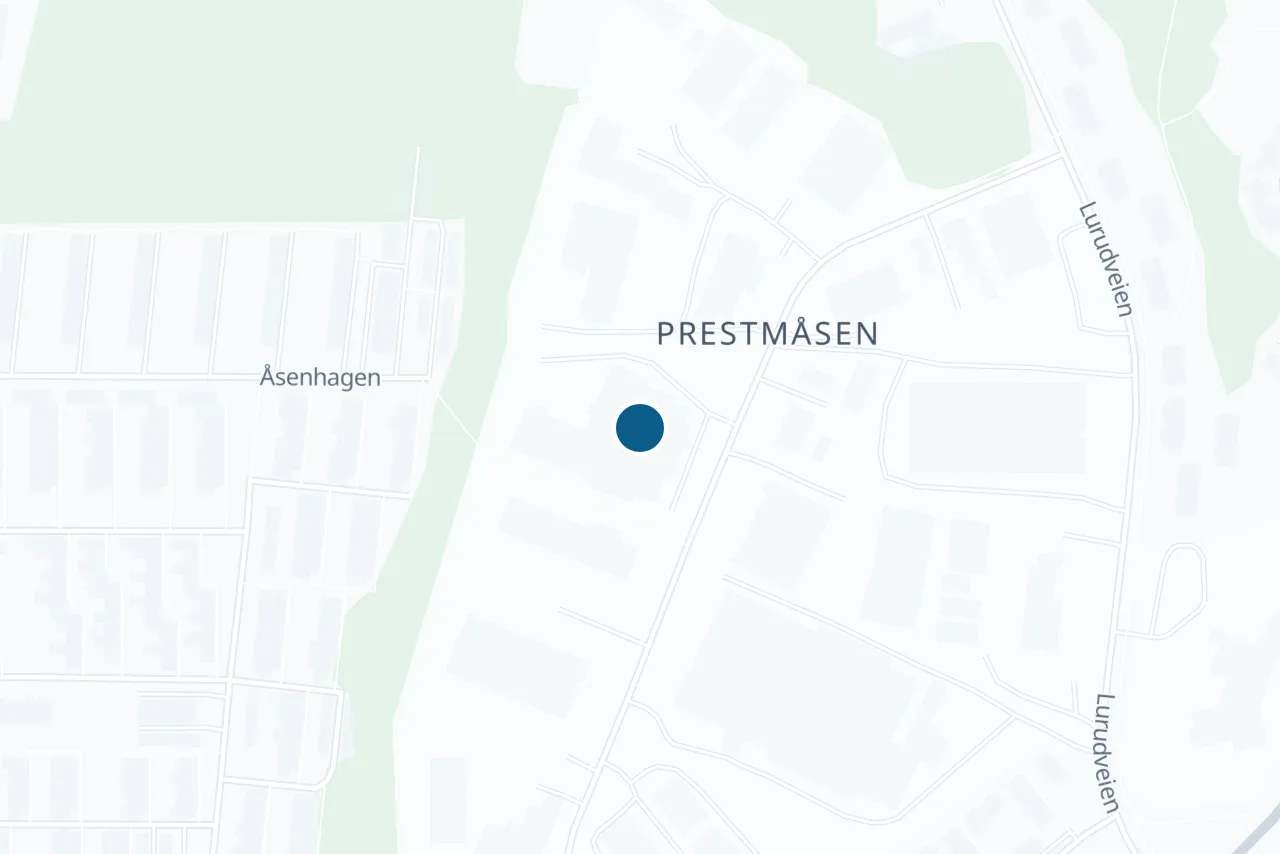 Kart over Lillestrøm med prøvestedet markert