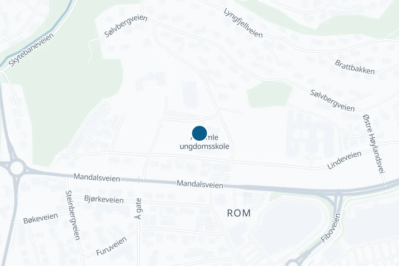 Kart over Lyngdal med prøvestedet markert