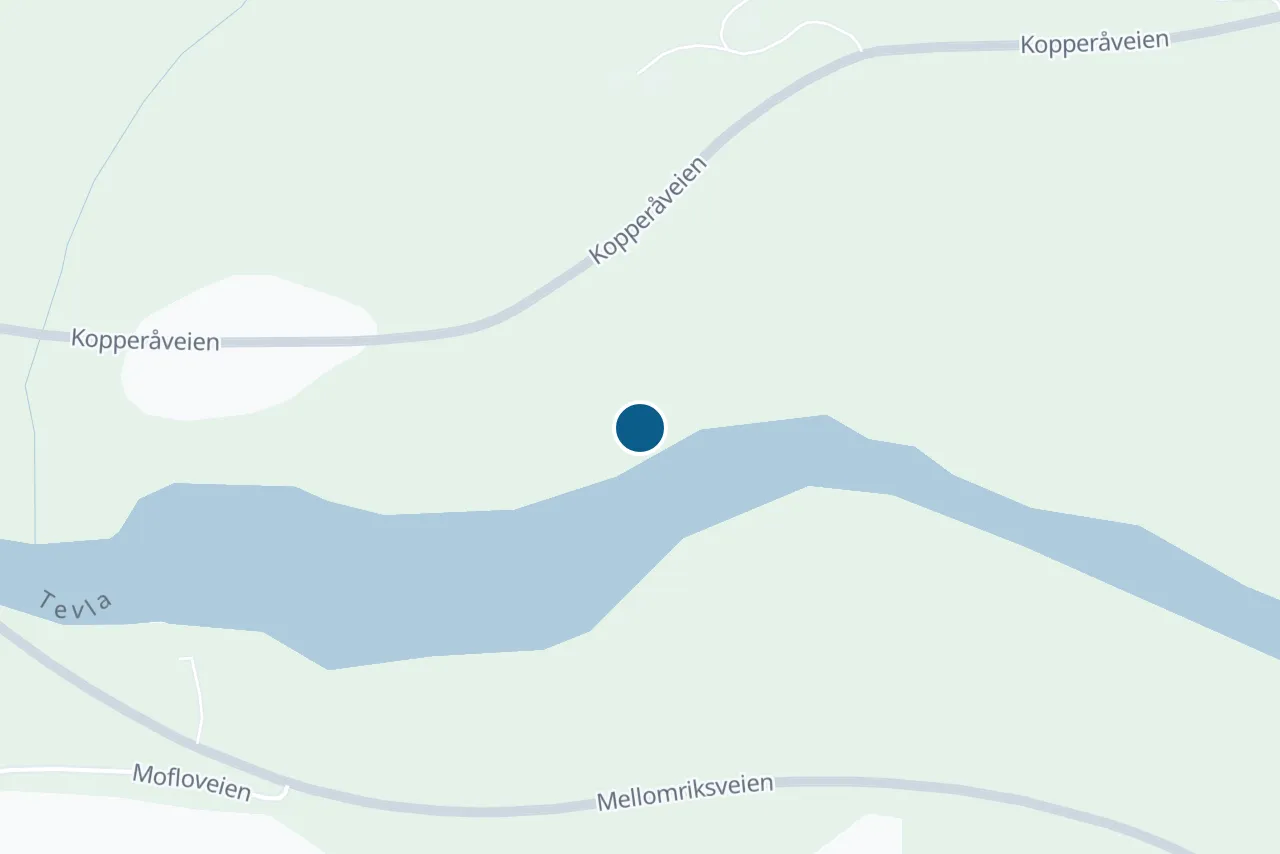 Kart over Meråker med prøvestedet markert