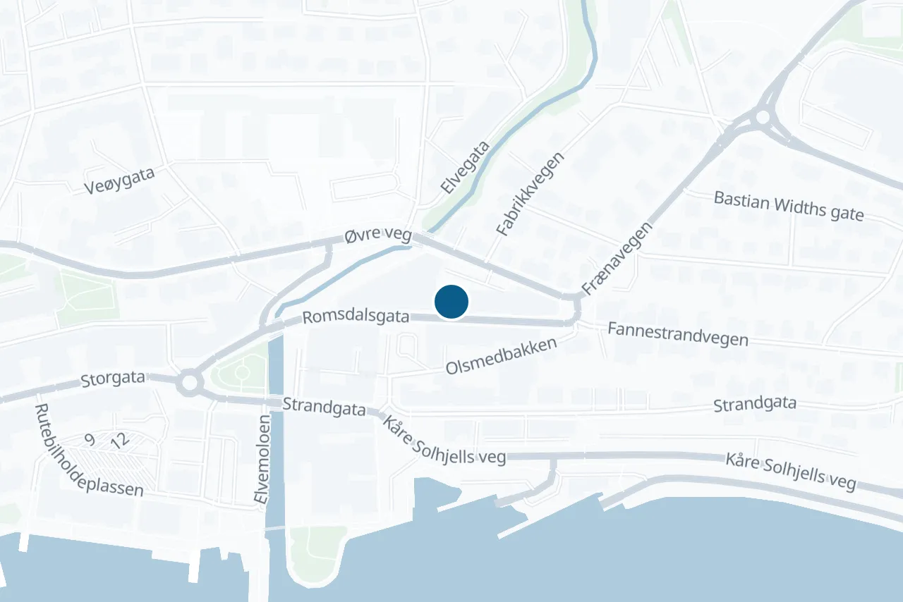 Map of Molde with the test centre marked