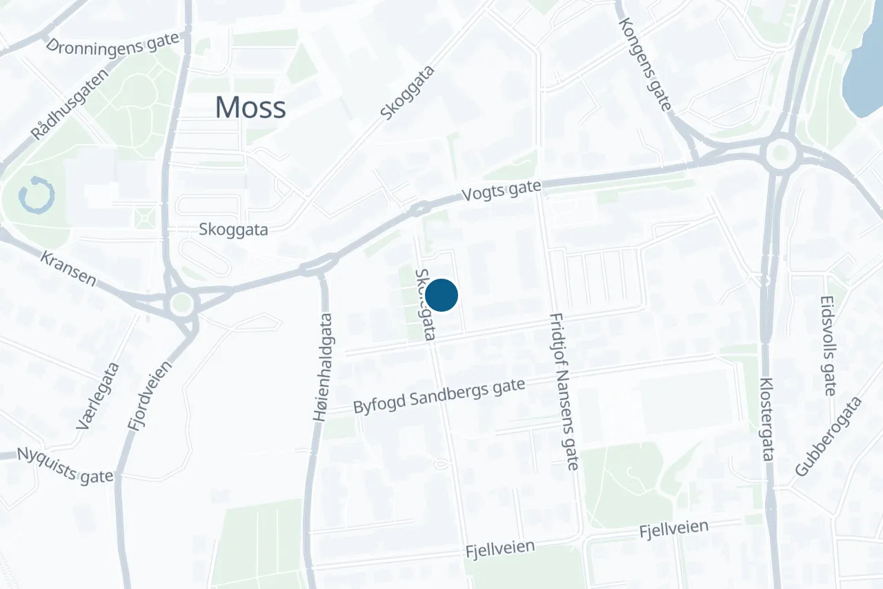 Map of Moss with the test centre marked