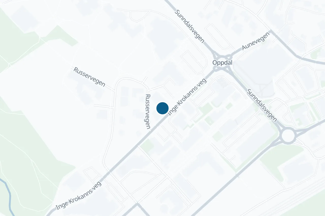 Kart over Oppdal med prøvestedet markert