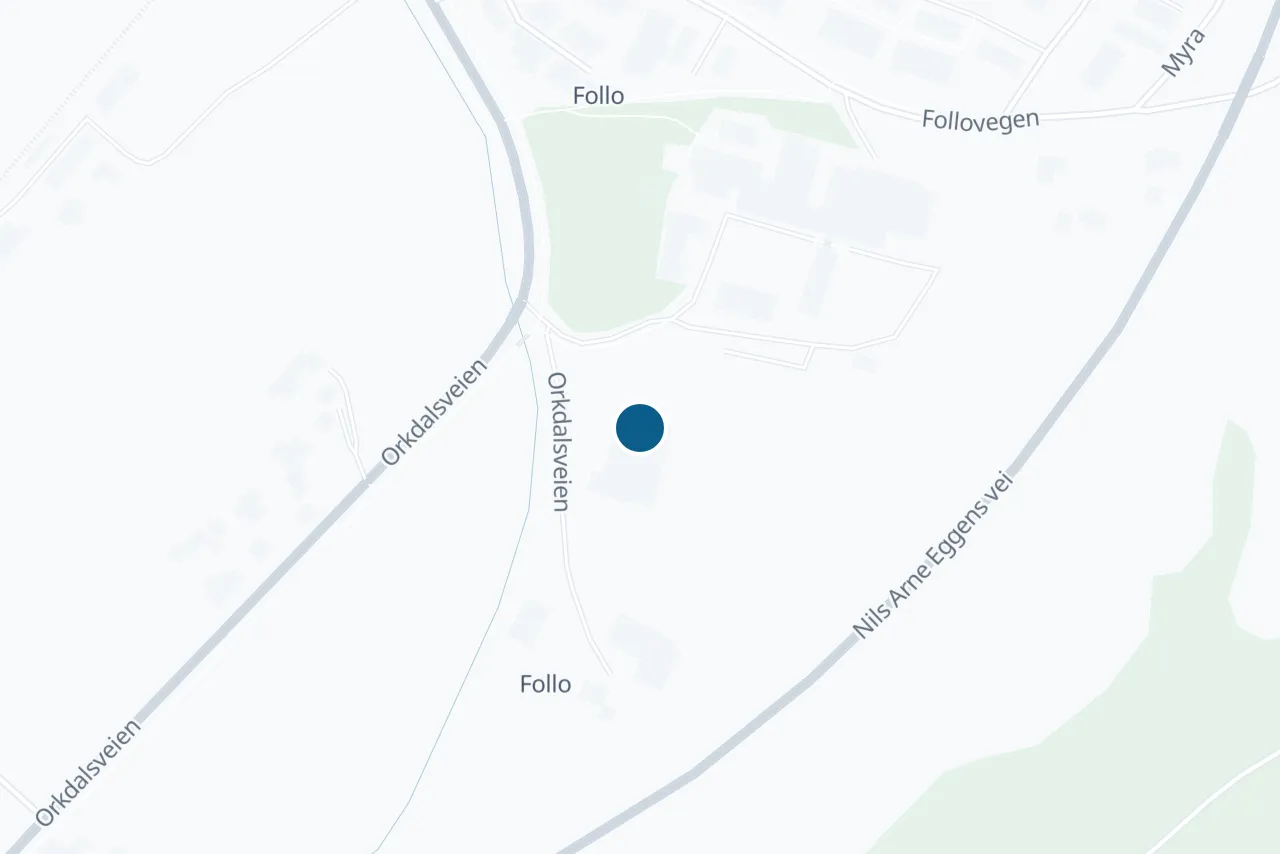 Kart over Orkland med prøvestedet markert