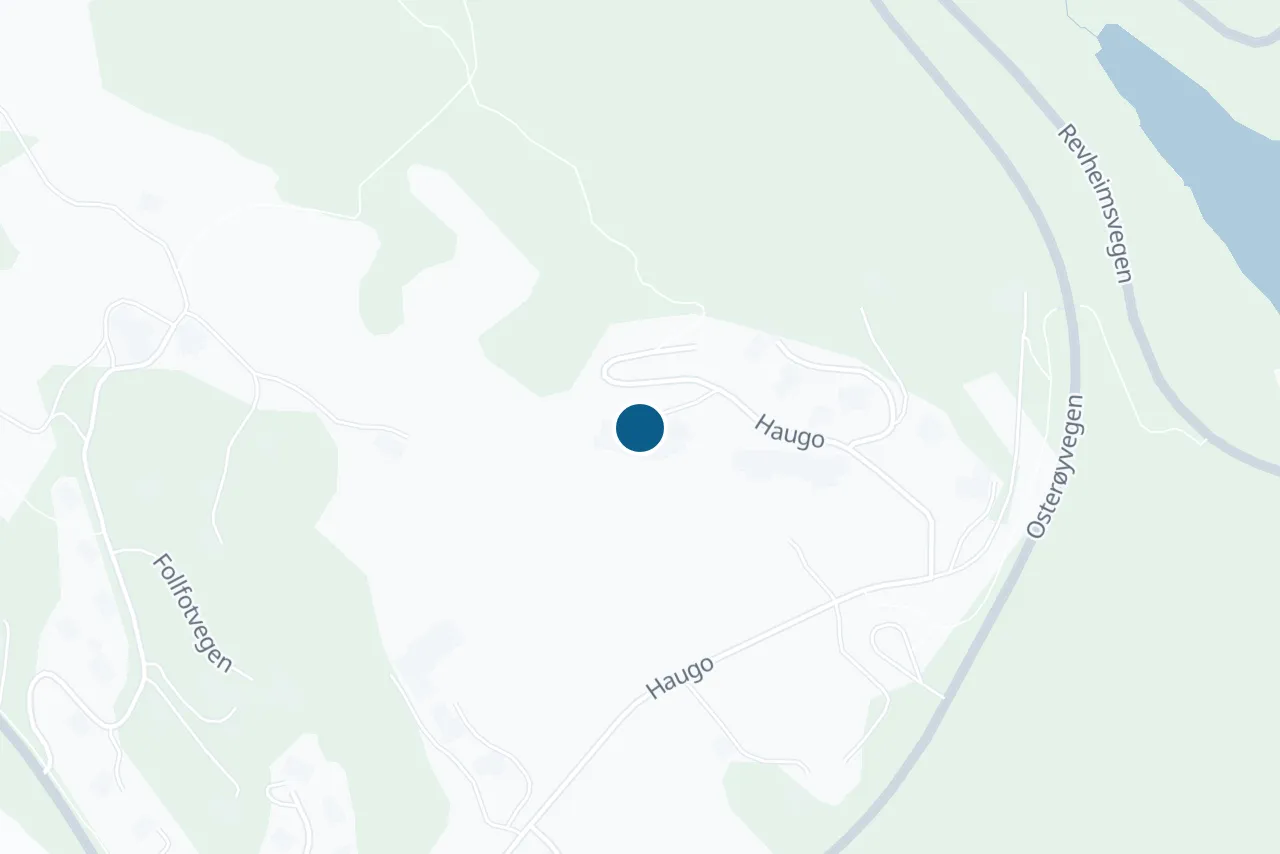 Kart over Osterøy med prøvestedet markert