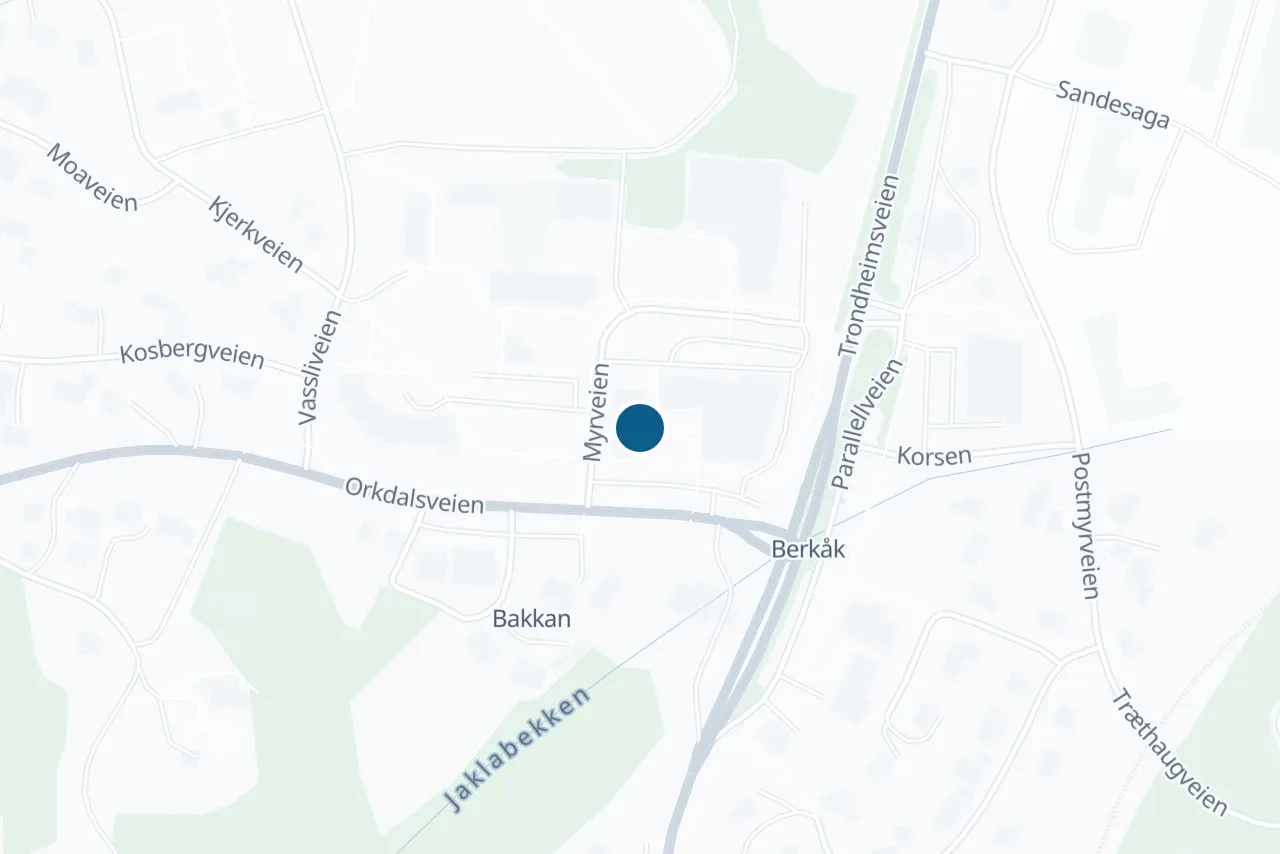Kart over Rennebu med prøvestedet markert