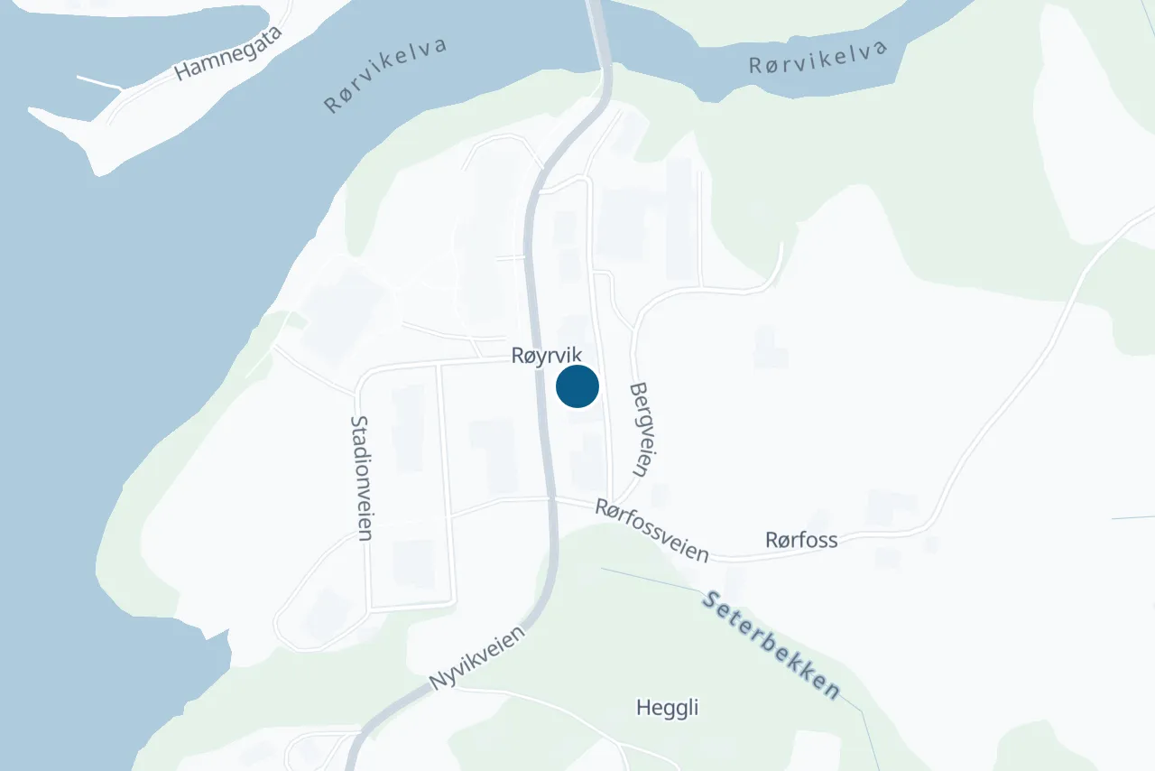 Map of Røyrvik with the test centre marked