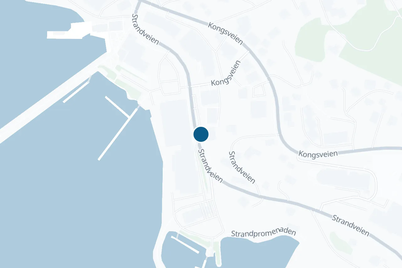Kart over Salangen med prøvestedet markert