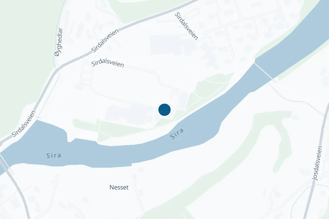 Map of Sirdal with the test centre marked