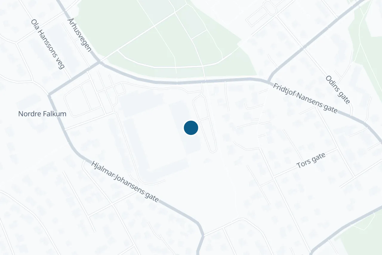 Map of Skien with the test centre marked