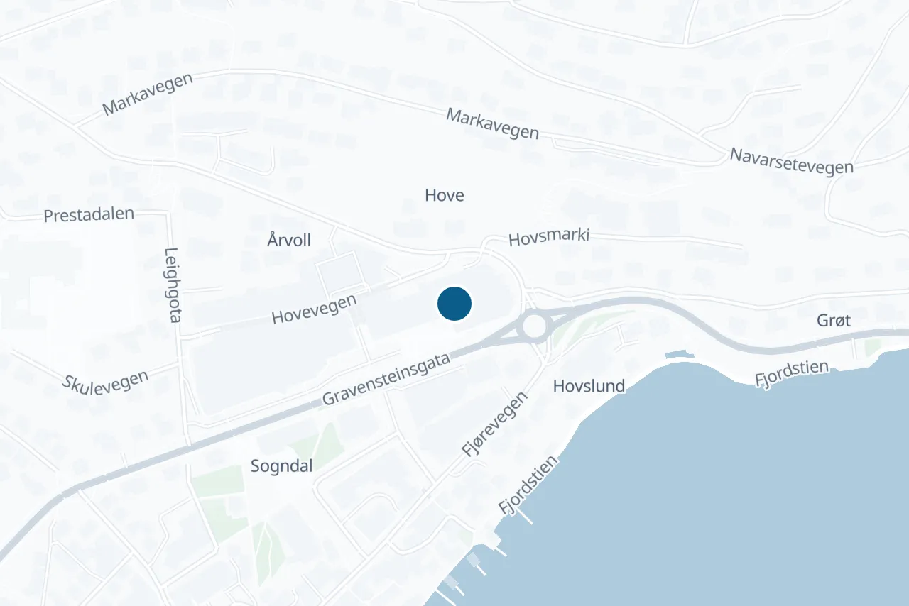 Map of Sogndal with the test centre marked