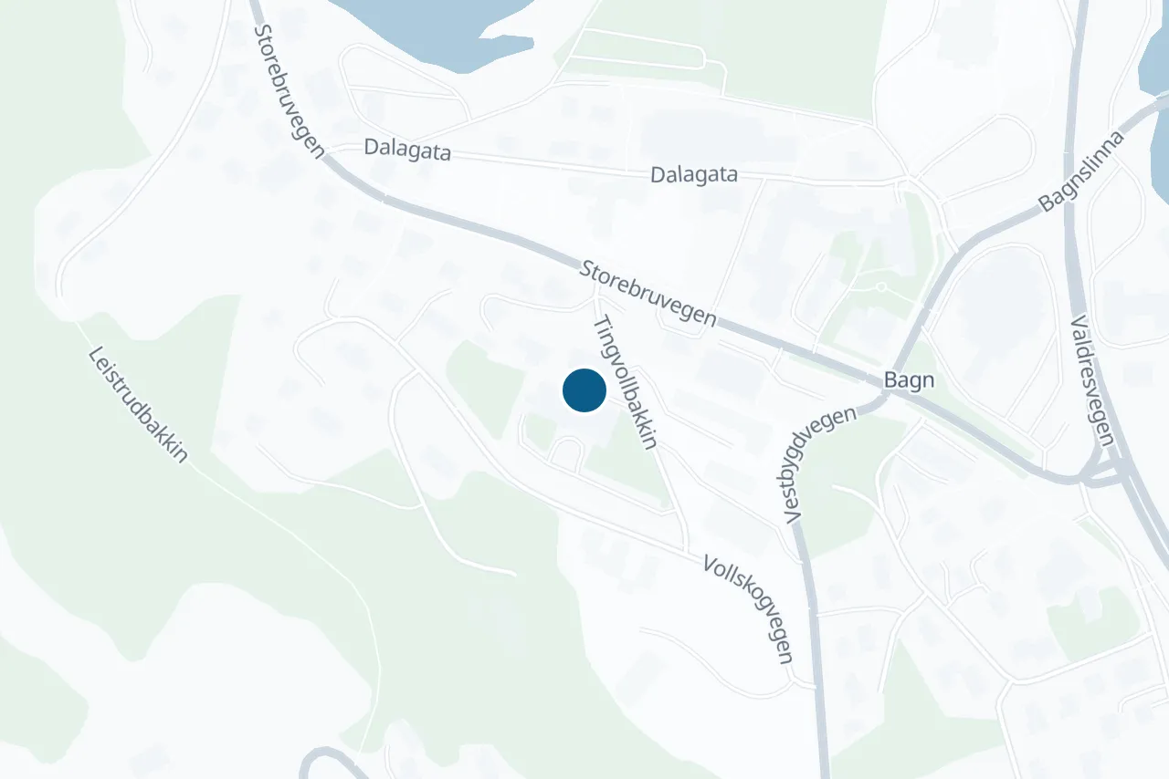 Map of Sør-Aurdal with the test centre marked