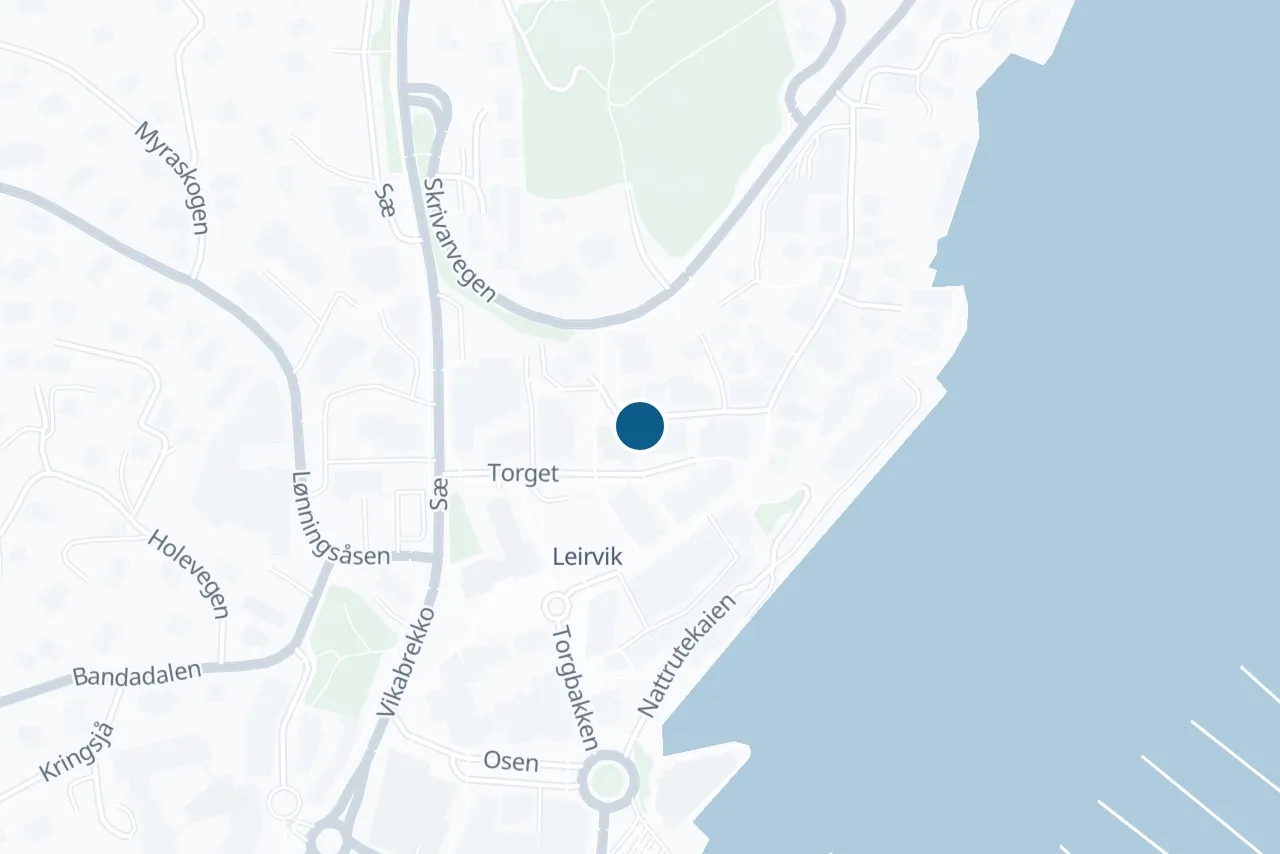 Kart over Stord med prøvestedet markert