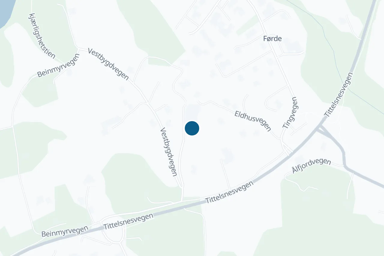 Kart over Sveio med prøvestedet markert