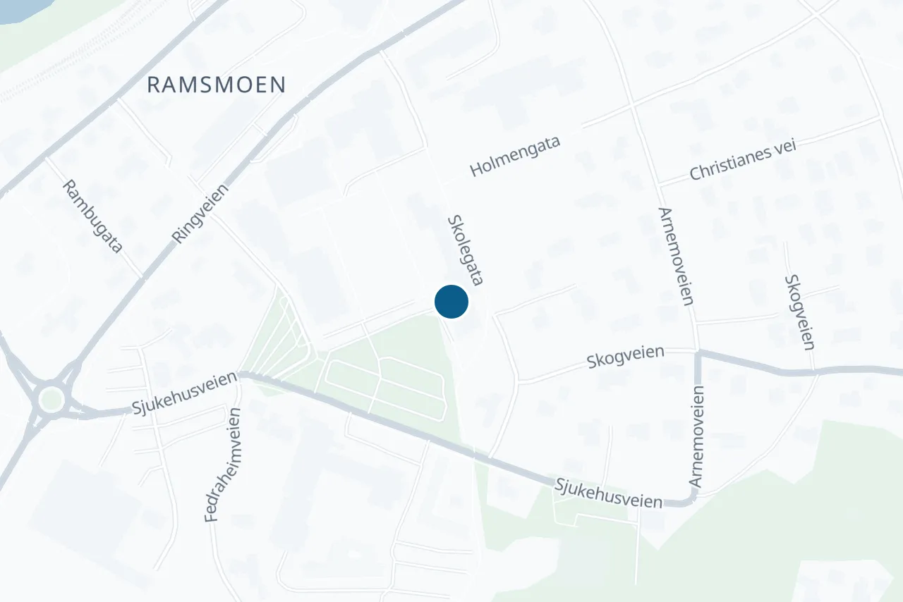 Kart over Tynset med prøvestedet markert
